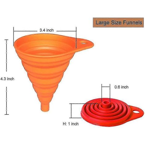 Set Mit 4 Faltbaren Silikontrichtern, Küchenzubehör, Faltbare Trichter Zum Umfüllen Von Flüssigkeiten In Wasserflaschen, Lebensmittelecht