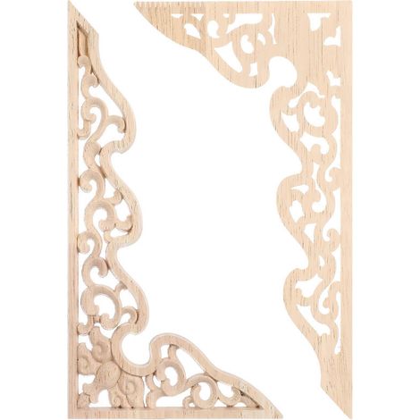 Set Aus 2 Dekorativen, Geschnitzten Wandleuchten Aus Massivholz Für Möbel Und Türen. – 26,00 X 13,60 X 0,80 Cm – Beige