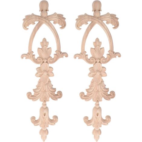 Set Aus 2 Dekorativen, Geschnitzten Holzwandleuchten Für Möbel, Schränke Und Regale. – 31,50 X 10,00 X 1,00 Cm