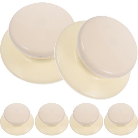 Set Mit 6 Universellen Kunststoff-deckelknöpfen Für Töpfe Und Pfannen, Ersatzteile Für Küchendeckel – 5,6 X 5,6 X 2,3 Cm – Beige