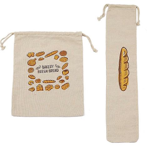 Set Mit 2 Wiederverwendbaren Und Tragbaren Brotbeuteln Mit Kordelzug Zur Aufbewahrung Von Brot. – 36 X 29 X 0,2 Cm