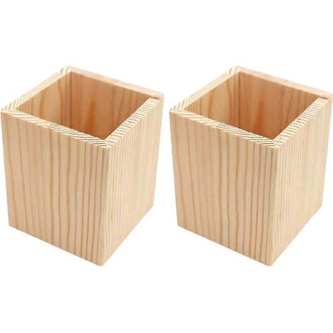 Set Aus 2 Stiftehaltern Aus Holz, Geometrischem Sukkulententopf Und Schreibtisch-pinselhalter – 10,00 X 8,00 X 8,00 Cm
