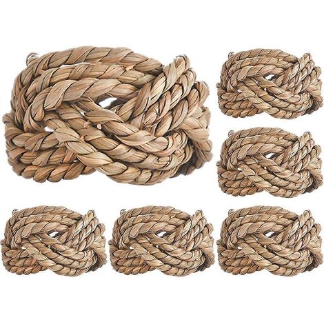 Set Mit 6 Handgeflochtenen Strohserviettenringen, Dekorativ Für Party- Oder Esstische. – 5,00 X 5,00 X 2,80 Cm
