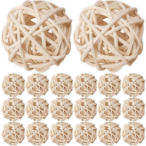 20 Naturrattankugeln Zum Befüllen Von Vasen, Für Bastelprojekte Und Aromatherapie. – 3 X 3 X 3 Cm