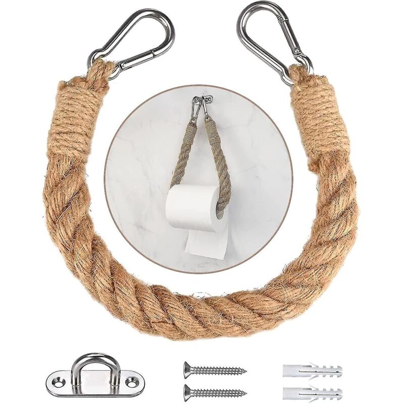 Vintage-toilettenpapierhalter Aus Hanfseil Mit Schrauben – Retro-accessoire Für Bad Und Küche