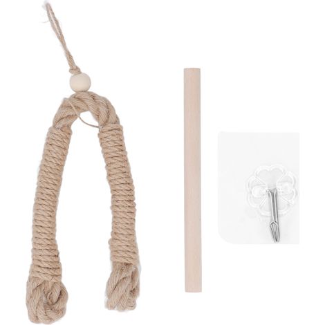 Freihändiger Toilettenpapierhalter Aus Geflochtenem Hanfseil, Praktischer, Wandmontierter Badezimmerhalter Aus Holz