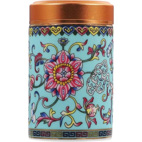Teedose Aus Keramik, Teedose Für Losen Tee, Aufbewahrungsbox Aus Emaille, Porzellanbehälter – 7,30 X 4,30 X 4,30 Cm – Blau