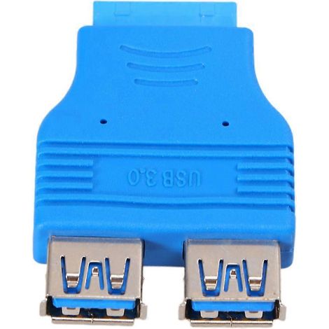 Adapterstecker: 20-polige Buchse Für Mainboard Auf Zwei Usb 3.0 Typ A Buchsen (1 Stück) – M-blau