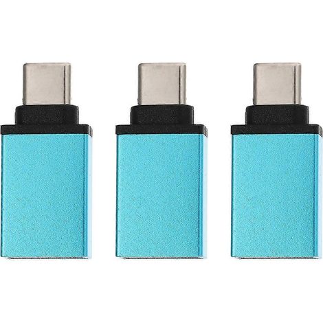 3er-set Usb-auf-typ-c-adapter Aus Metall, Tragbare Konverter Für Smartphone Und Laptop (blau)