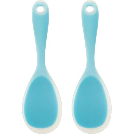 Set Mit 2 Robusten Silikon-reislöffeln/reisspateln Für Den Hausgebrauch – 22,50 X 7,00 X 3,00 Cm – Blau