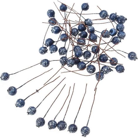 50 Künstliche Blaue Stechpalmenbeeren, Deko-stecker Für Weihnachten Und Diy-heimdekoration (12 Mm) – 50 Stück – Blau