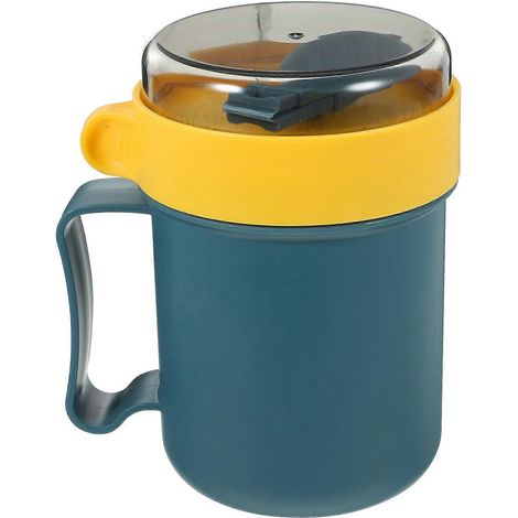 500-ml-frühstücksbecher, Haushaltsmilchbecher, Tragbarer Suppenbecher Mit Löffel (blau) – 13,8 X 9 Cm – Blau