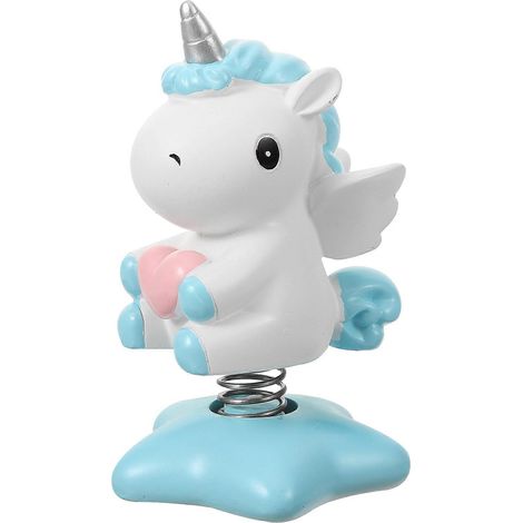 Wackelkopf-einhorn, Cartoon-auto-armaturenbrett-anhänger, Deko-spielzeug, Auto-deko-accessoire (himmelblau) - Blau