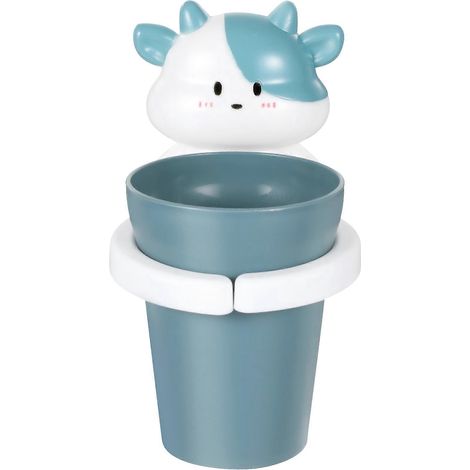Wandmontierter Zahnbürstenhalter In Kuhform – Kinderzahnbürstenhalter – 15 X 8 Cm – Blau