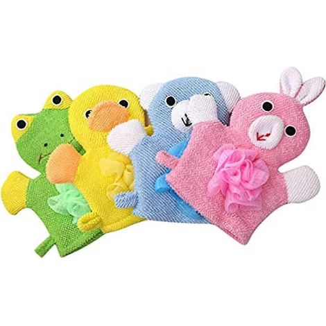 Set Mit 4 Kinderbadehandschuhen, Schwammwaschlappen, Babyduschenschwämmen Und Tier-luffaschwämmen Für Kinderbad Und Dusche