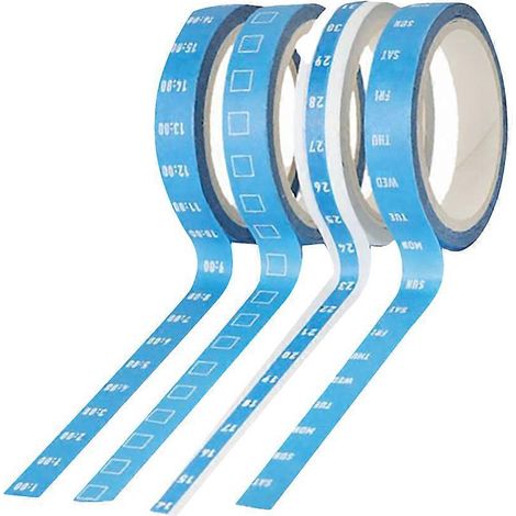 Set Mit 8 Dekorativen Washi-tape-streifen Zum Scrapbooking, Mit Wochenkalender Und Zeitplan (blau). – 5000,8 Cm