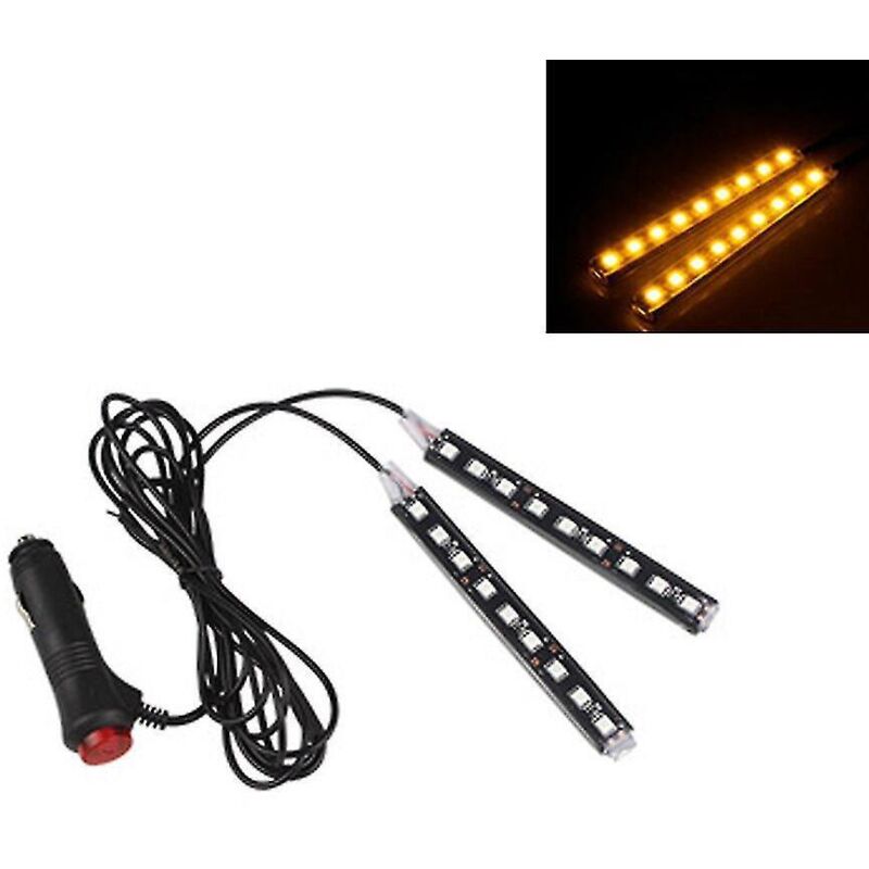 Ambientebeleuchtung Für Den Zigarettenanzünder Im Auto, 9 Mehrfarbige Leds, Selbstklebend, Für Armaturenbrett Und Fußraum, Gelb, Weiß, Blau