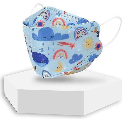 Kf94-kindermasken, Kn95-masken, Schutzmasken, Einweg-kf94-masken Mit Cartoon-motiven – 50er-packung – Blau