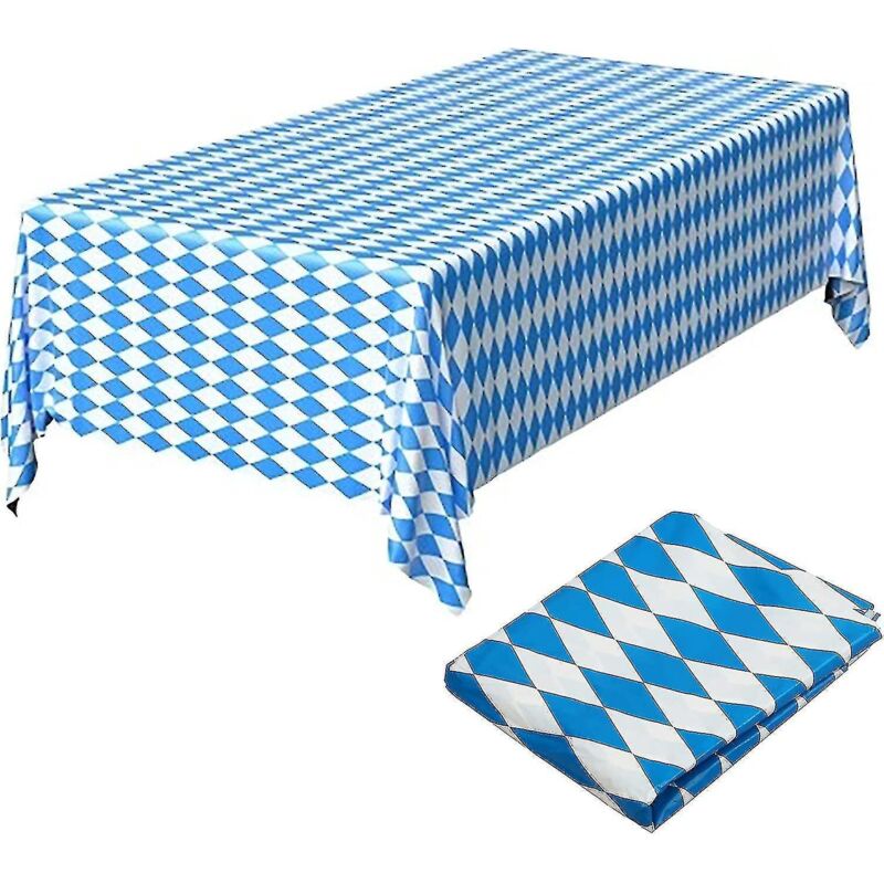 Set Aus 2 Oktoberfest-tischdecken, Bayerische Dekoration, Blau-weiß Rautenförmige Tischdecke, Ideal Für Eine Oktoberfest-party.