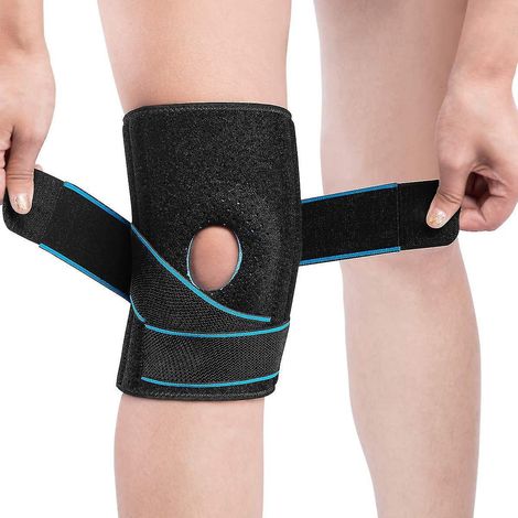 Offene Kniebandage Mit Gelpolstern, Seitlichen Stabilisatoren, Verstellbar Und Atmungsaktiv