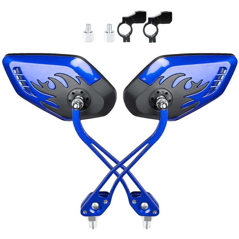 Verstellbare Und Schwenkbare Fahrradspiegel Aus Klarglas Für Den Lenker. Farbe: Blau.