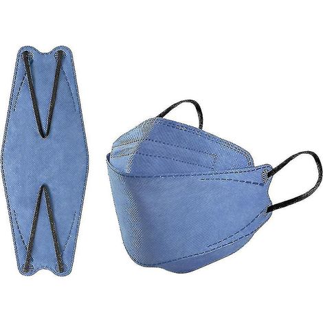 Packung Mit 50 Kn95-masken Für Erwachsene, Fischform, Morandi, Ffp2, 4 Lagen, Marineblau.