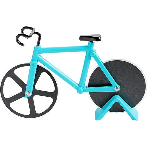 Fahrrad-pizzaschneider Mit Antihaftbeschichteten Edelstahlrädern Und Festem Rahmen - Himmelblau (18,5 X 11,5 Cm)