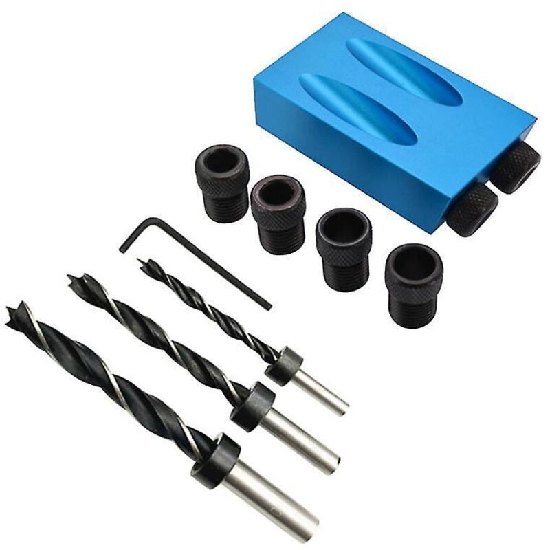 14-teiliges Winkelbohrset Mit 15 Bohrern, Positionierer Für Holzbearbeiter Und Adapter Für 6/8/10-mm-bohrungen