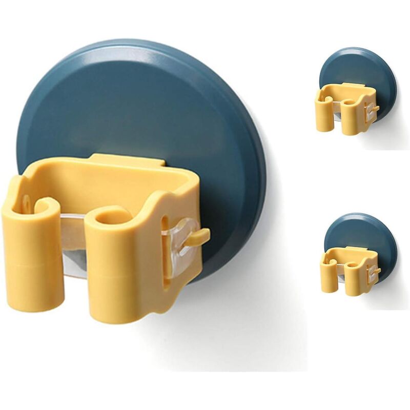 Set Mit 3 Multifunktionalen, Selbstklebenden Wandhaltern Für Besen Und Mopps Zur Aufbewahrung Ihrer Gartengeräte (blau)