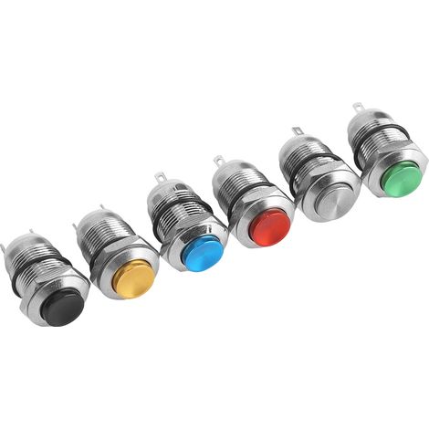 Metall-drucktaster, 2 Pins, Ip67 Wasserdicht, Ohne Beleuchtung, 12 Mm (rot, Grün, Gelb, Blau, Schwarz, Metallic)