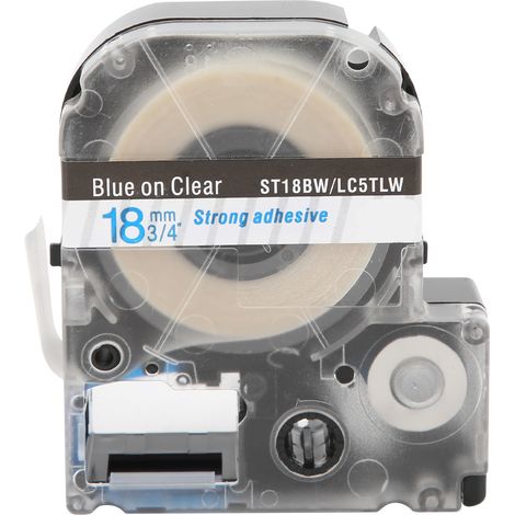 18-mm-etikettenband Für Drucker, Wasserfeste Klebeetiketten Für Epson/kingjim, Transparenter Hintergrund Mit Blauem Text
