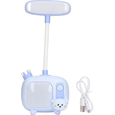 Led-schreibtischlampe Für Kinder, Flexibel Mit Tv-ähnlichem Fuß Und Usb-ladeanschluss, Sanftes Licht Zum Lernen – Blau