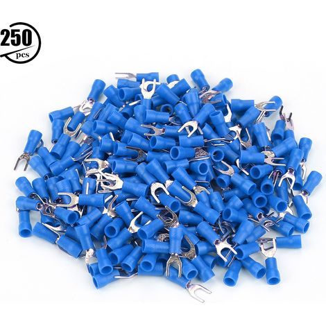 250 Stück Blaue, Isolierte Elektrische Kabelklemmen, Crimpgabeln Für Steckverbinder