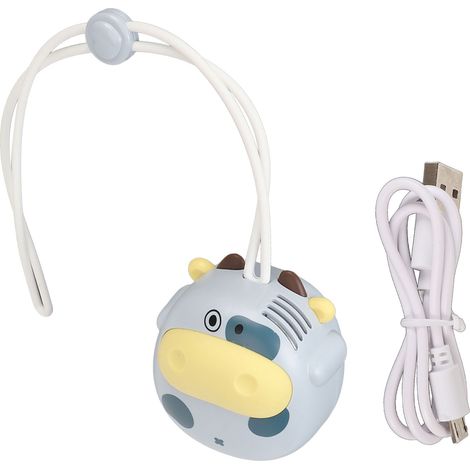 Tragbarer, Per Usb Aufladbarer Nackenventilator In Kuhform Ohne Rotorblätter, Mit Verstellbarem Kabel Für Den Außenbereich – Blau