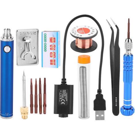 Tragbarer, Wiederaufladbarer 5v-usb-lötkolben Mit Antioxidationsset Und Blauem Stift