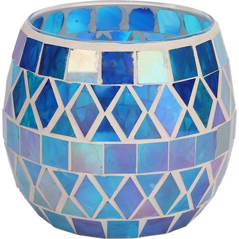 Kerzenhalter Aus Violettem Und Blauem Mosaikglas, Diy-duftkerzenhalter, Ideal Für Eine Romantische Wohnzimmerdekoration