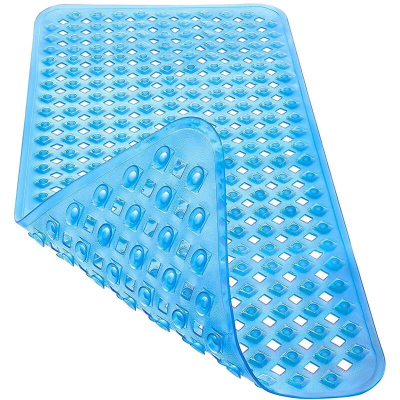 Blaue, Bpa-freie, Rutschfeste Badematte, 88 X 39 Cm, Inklusive Befestigungsmaterial – Schimmelresistent, Maschinenwaschbar