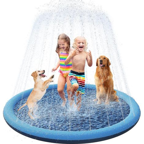 Faltbare Und Tragbare Poolmatte Für Große Hunde Mit Wasserdüsen Und Rutschfester Unterseite