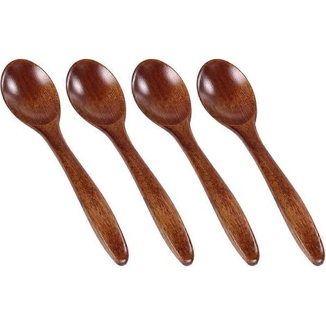 Set Mit 4 Naturholzlöffeln, 14 Cm, Kreative Honiglöffel Zum Umrühren Von Kaffee, Geschirr – 14 X 3 X 1 Cm