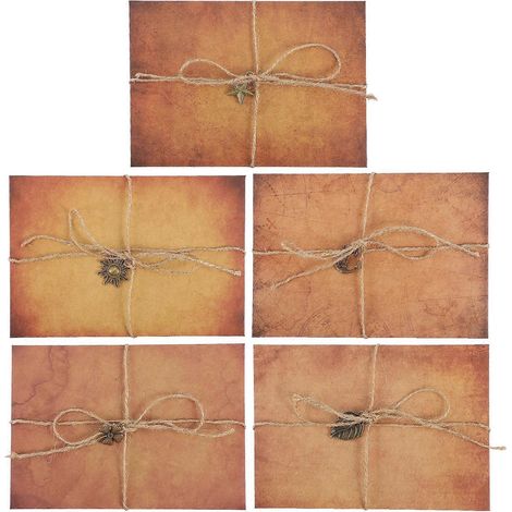 Set Aus 5 Vintage-papieren Und -umschlägen: Papier In Antik-optik, Umschlag Im Alten Stil – 19,5 X 13,5 Cm
