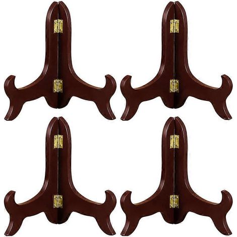 Set Aus 4 Hölzernen Tellerhaltern, 10 Cm (4 Zoll), Faltbarer Präsentationsständer Für Tisch, Schreibtisch Oder Geschäft, Ideal Zur Präsentation Von Tee Oder Handgefertigten Artikeln.