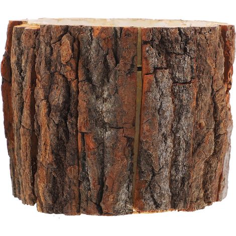 Blumentopf Aus Naturholz, Rustikaler Stil, Rindenmuster, Dekoration Für Zuhause Oder Partys – 12,00 X 10,00 X 10,00 Cm