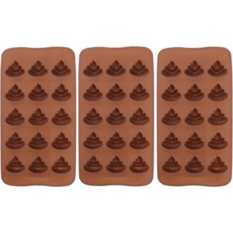 Set Mit 3 Silikonformen In Kackhaufenform (15 Teile), Eiswürfel- Und Dessertformen. – Kaffee