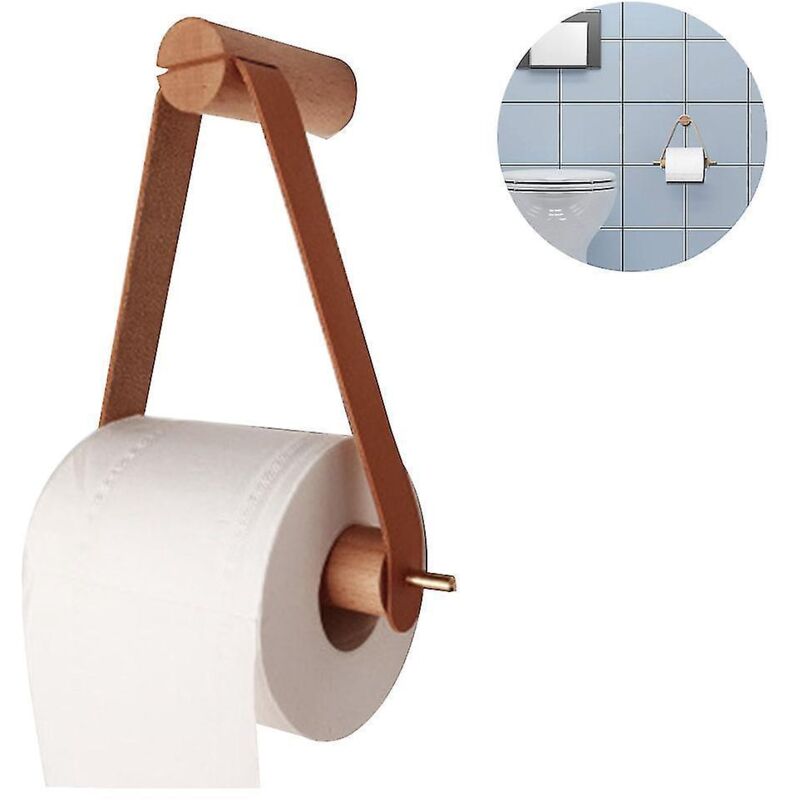 Vintage Toilettenpapierhalter Aus Hanfseil Und Holz, Braun
