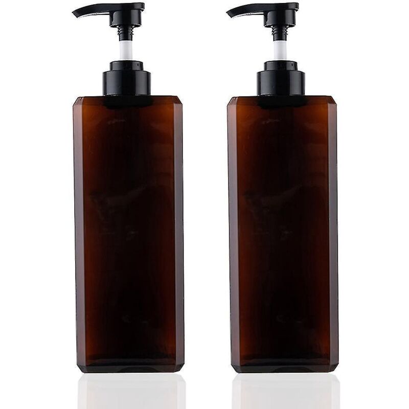 Set Mit 2 Leeren, Nachfüllbaren, Quadratischen Kunststoff-spendern (1000 Ml) Für Seife, Lotion Oder Shampoo, Braun