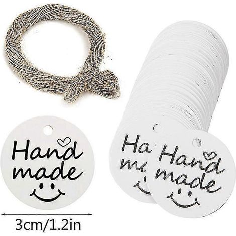 100 Runde Geschenkanhänger Aus Kraftpapier, Handgefertigt Mit Liebe Und Mit Schnur. – Muster 5
