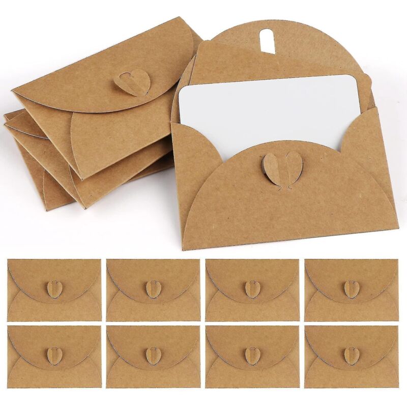 100 Kraftpapierumschläge Mit 100 Blankokarten, Mini-herzumschläge Für Geschenkkarten, Diy-graffiti-stil