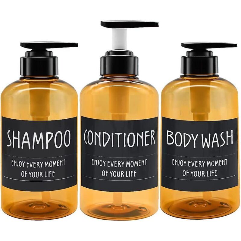 Set Mit 3 X 300 Ml Pump-shampoo-flaschen, Leerer Brauner Seifenspender Aus Kunststoff Mit Pumpe Für Bad, Küche Oder Hotel, Nachfüllbarer Flüssigkeitsspender
