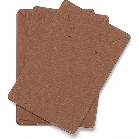 100 Ohrring-präsentationskarten (6 X 9 Cm) Aus Braunem Kraftpapier Mit 100 Transparenten Schmuckbeuteln