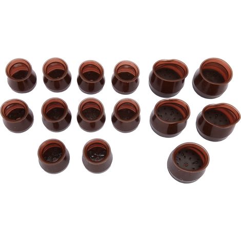 15-teiliges Set Stuhlbeinschoner Aus Silikon Und Filz, Geräuschdämpfende Pads Für Möbel, Bodenschoner, Große Und Kleine Größen, Braun